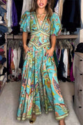 Elizabeth™ | Airy maxi dress with puff sleeves and V-neck