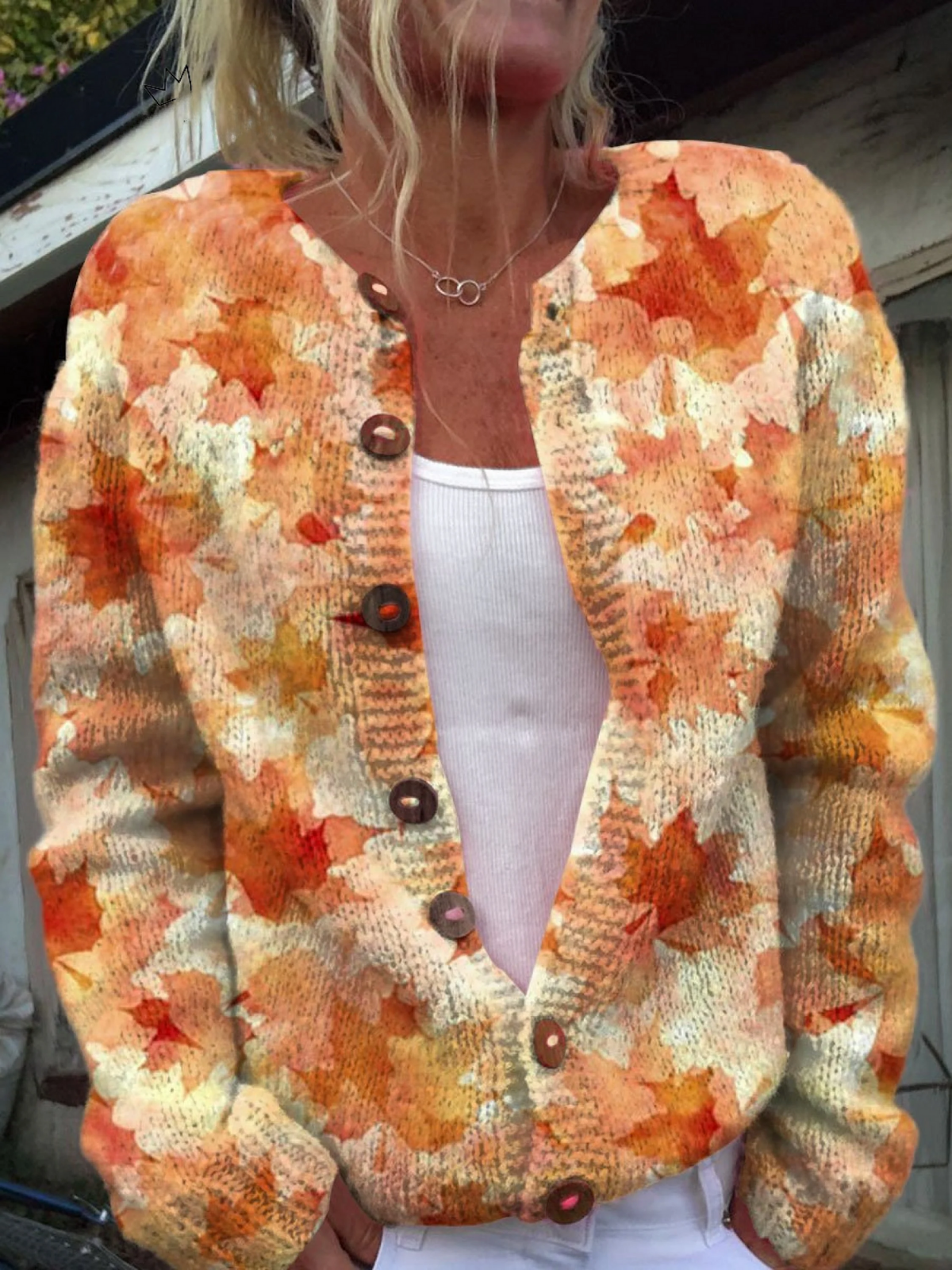 Maple | Print Buttoned Cardigan Sweater