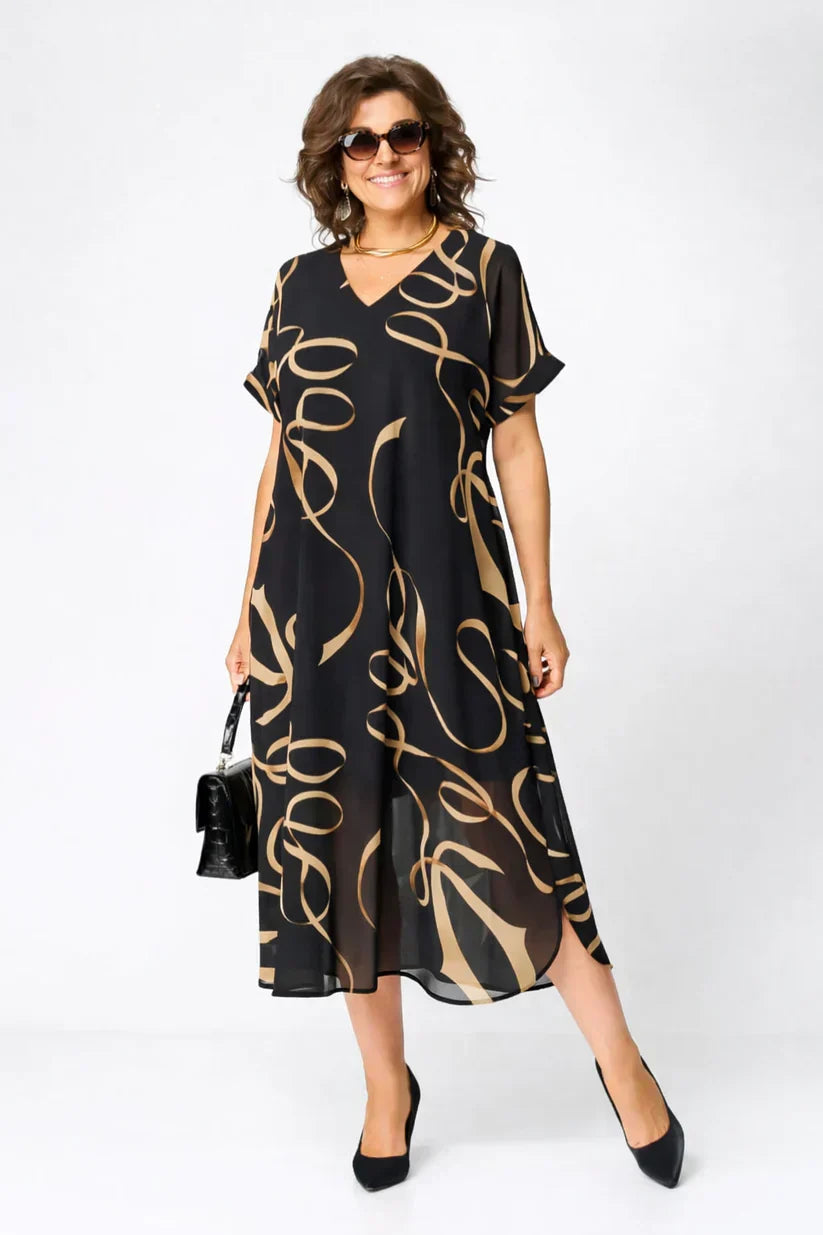 Elara V-Neck Midi Dress