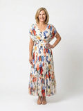 Savannah - Short Sleeve Pleated Floral Midi Dress