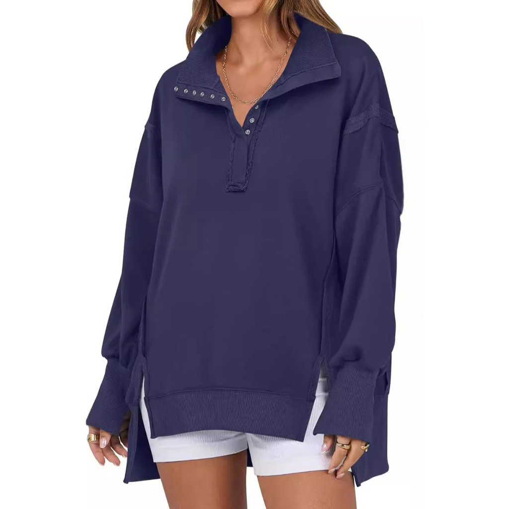 VERON™ - Loose Fit High-Low Split Hem Casual Sweatshirt