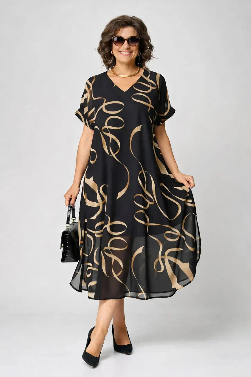Elara V-Neck Midi Dress