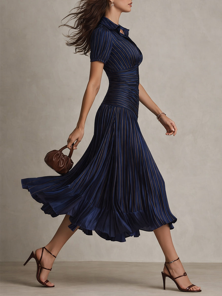 Arlena | Retro Striped Midi Dress