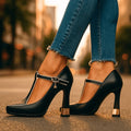 Grace - Pointed Toe T-Strap Heels