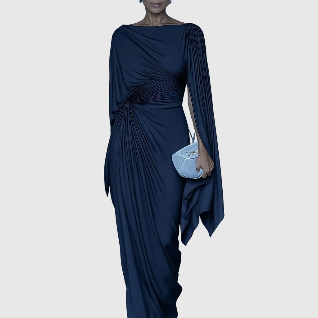 Fiona | Pleated Drape Maxi Dress