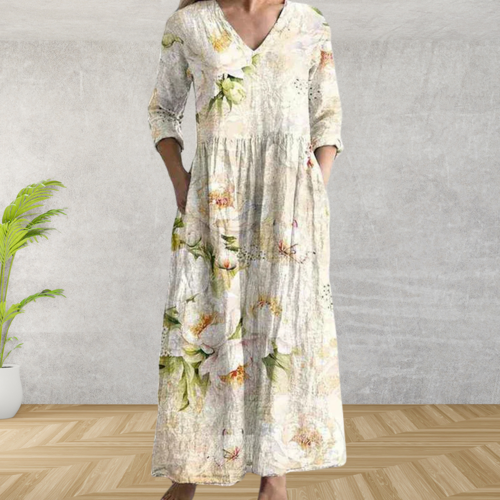 Yulya™ | Elegant Floral Midi Dress