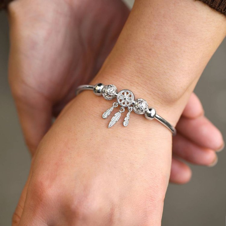 Mabel - Adjustable Silver Charm Bracelet