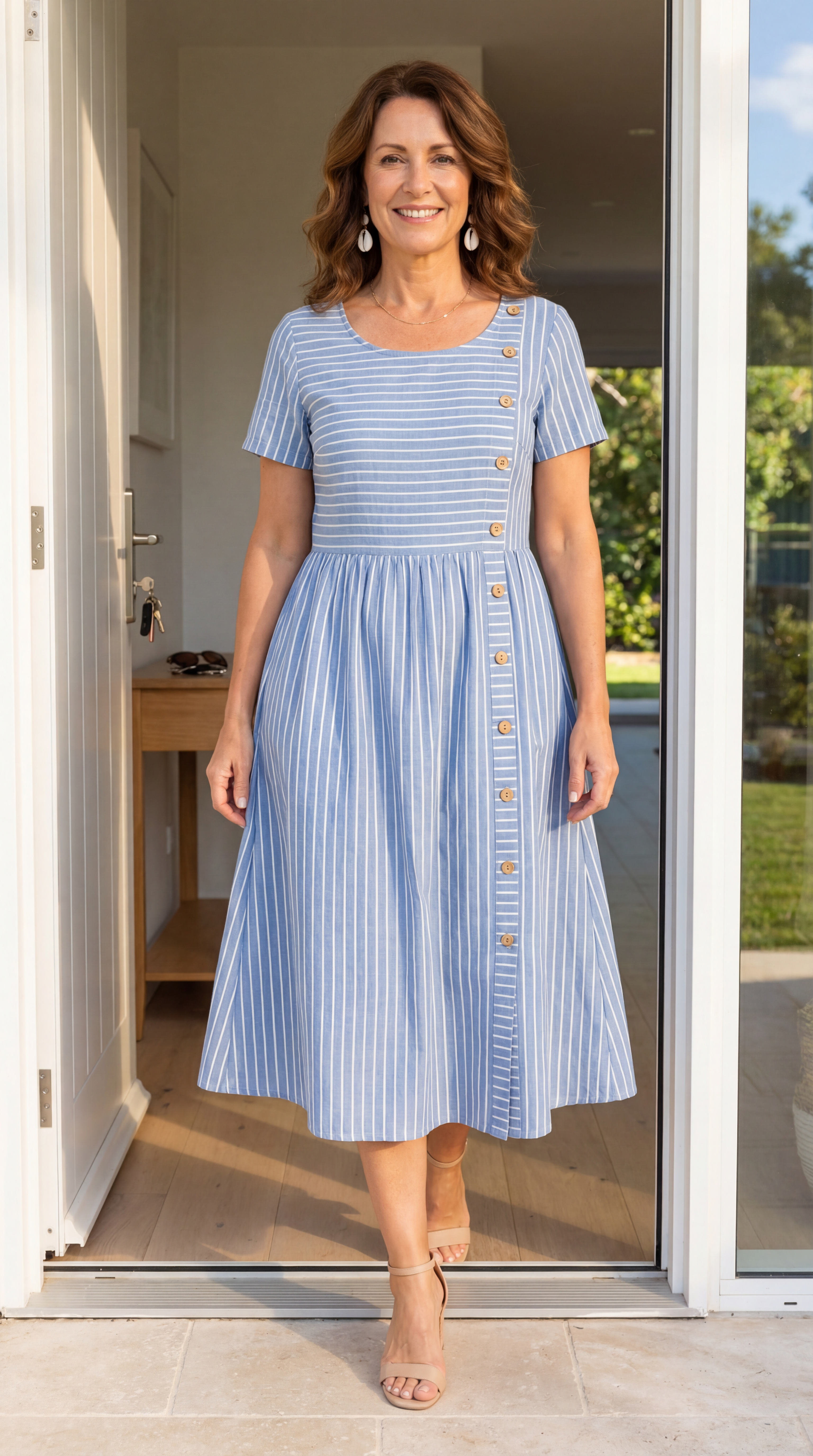 Willa Striped A-Line Midi Dress