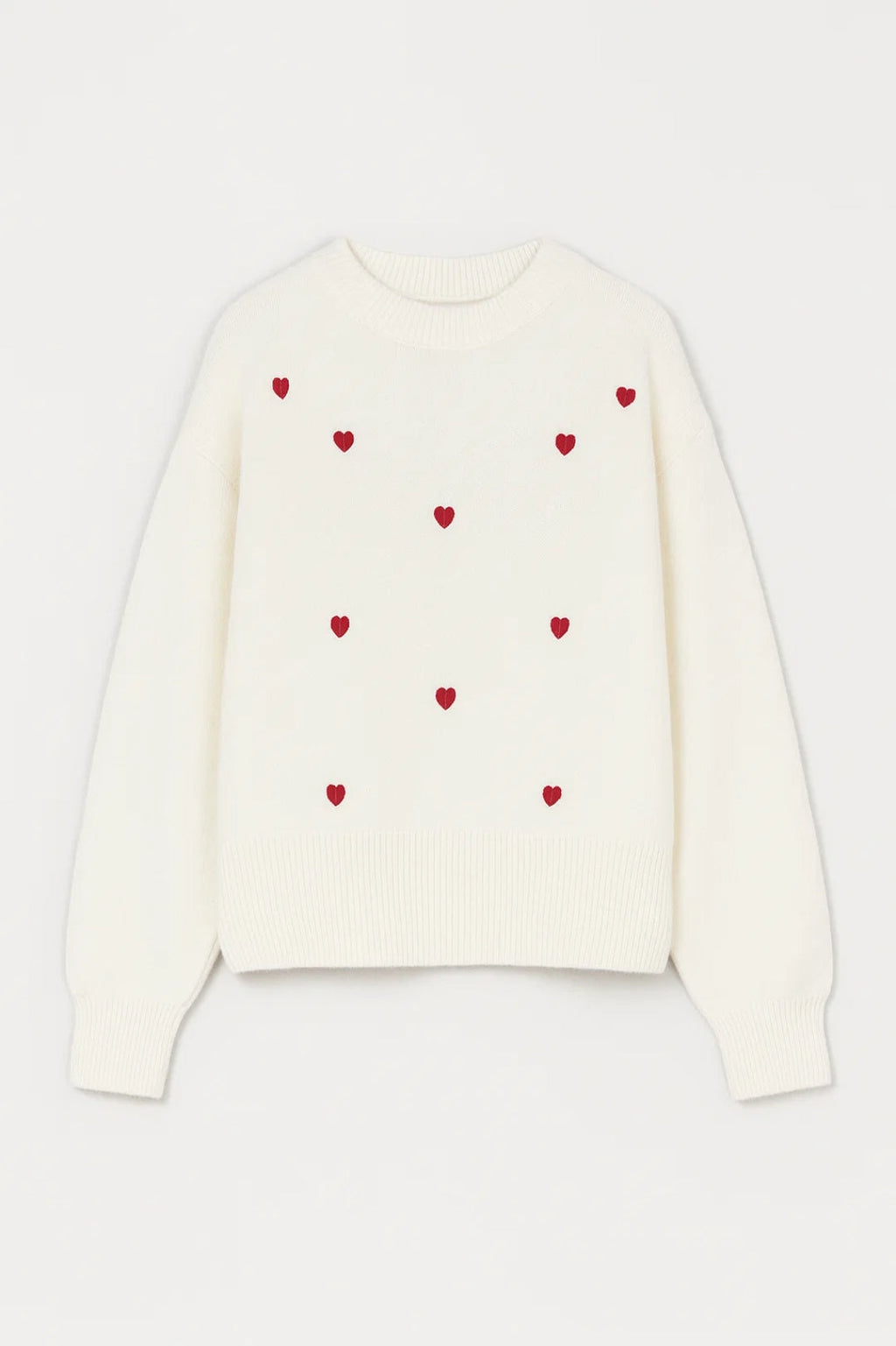 ROMILLY | WHITE SWEATER WITH RED HEART PATTERN
