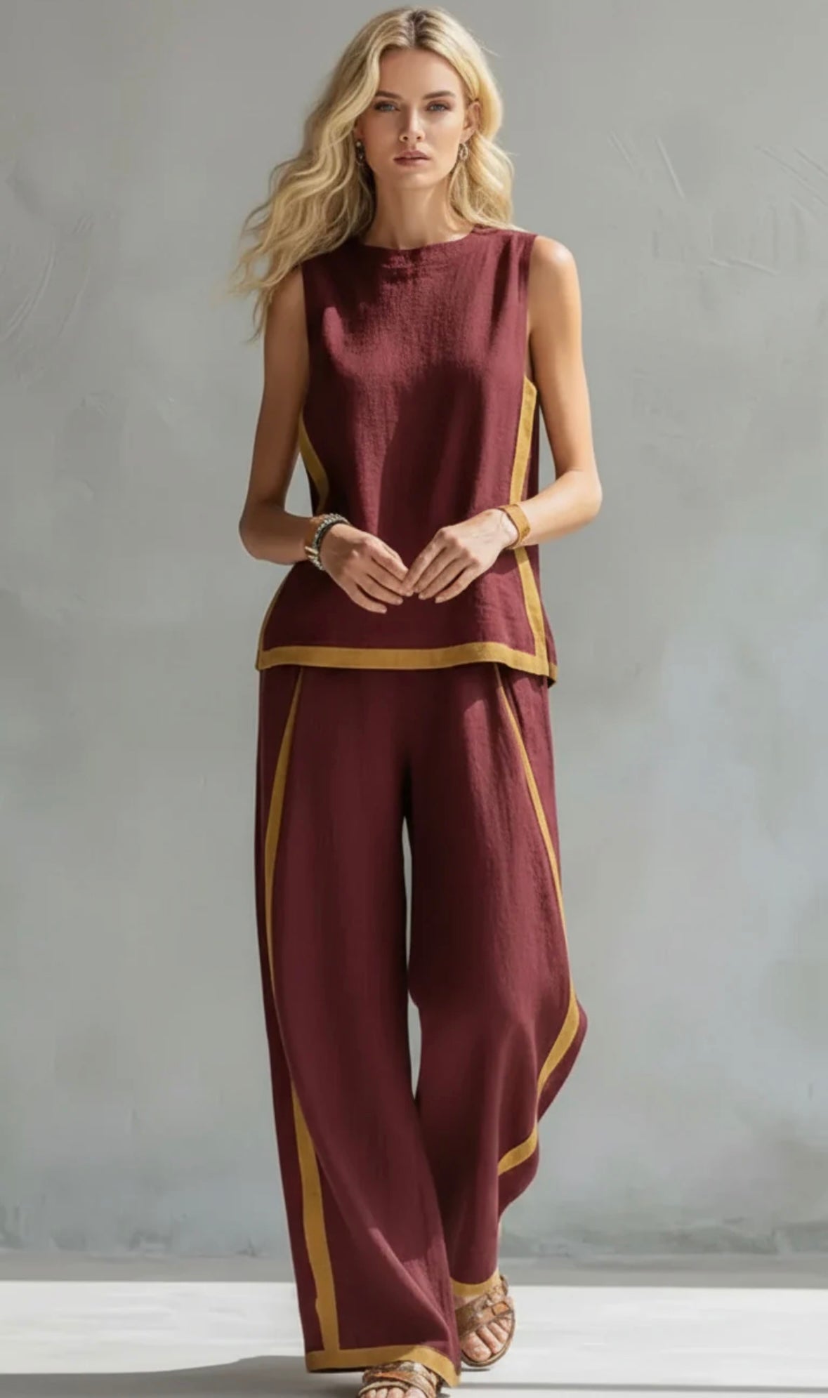 Poppy | Contrast Vest & Trouser Set