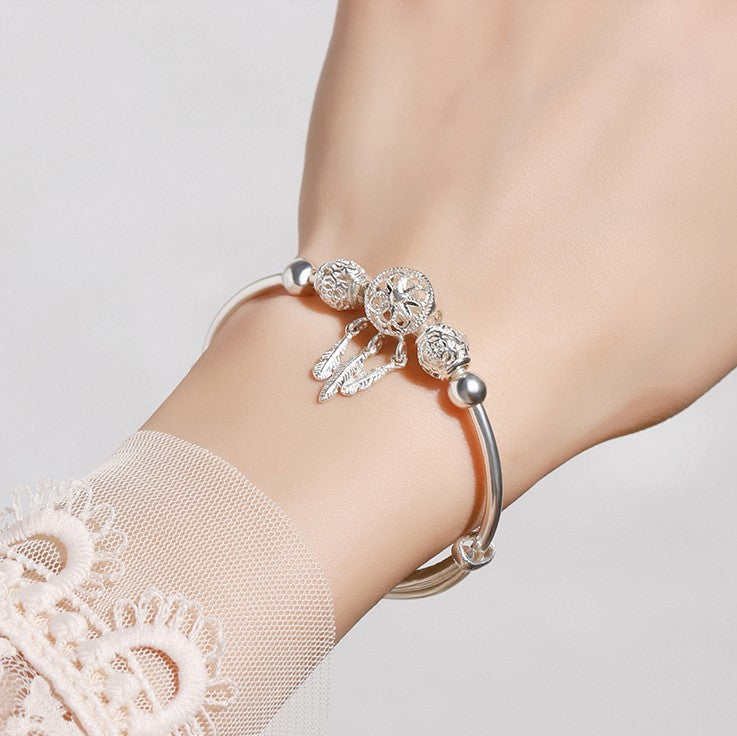 Mabel - Adjustable Silver Charm Bracelet