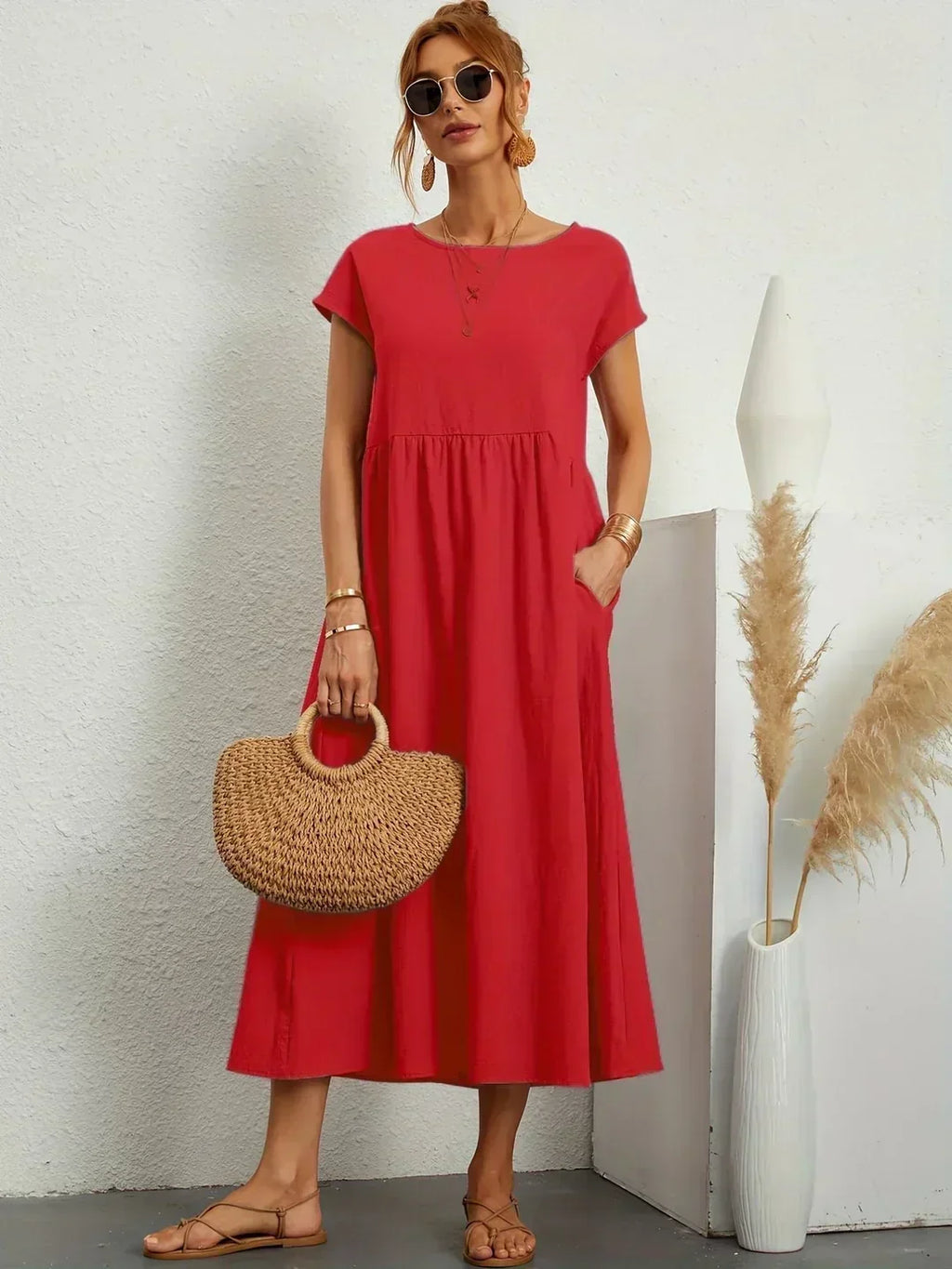 Heike | Flowing Midi Dress With Timeless Elegance