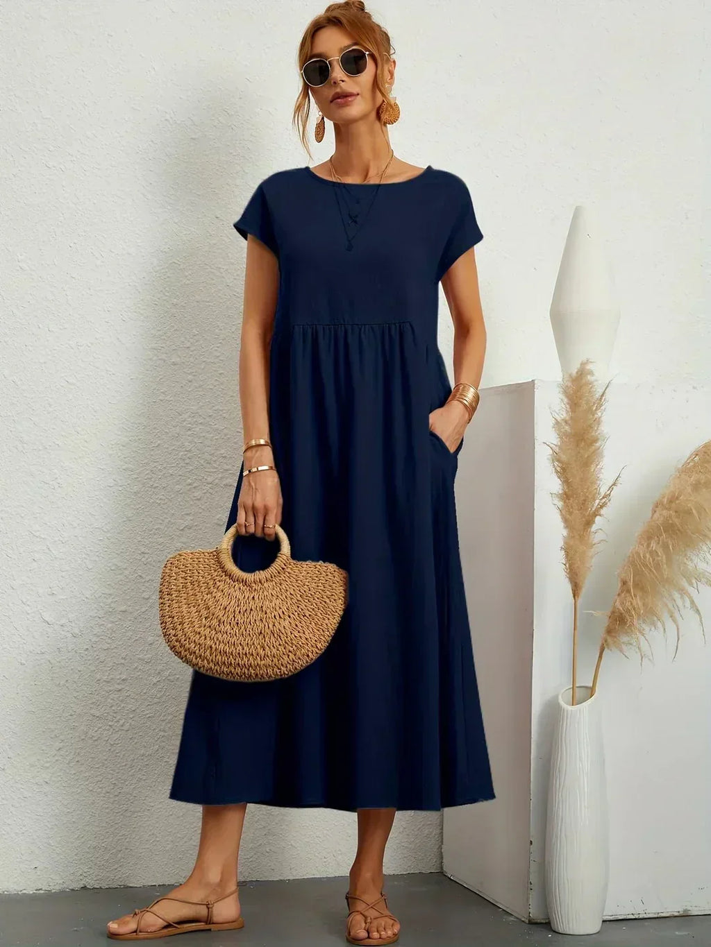 Heike | Flowing Midi Dress With Timeless Elegance