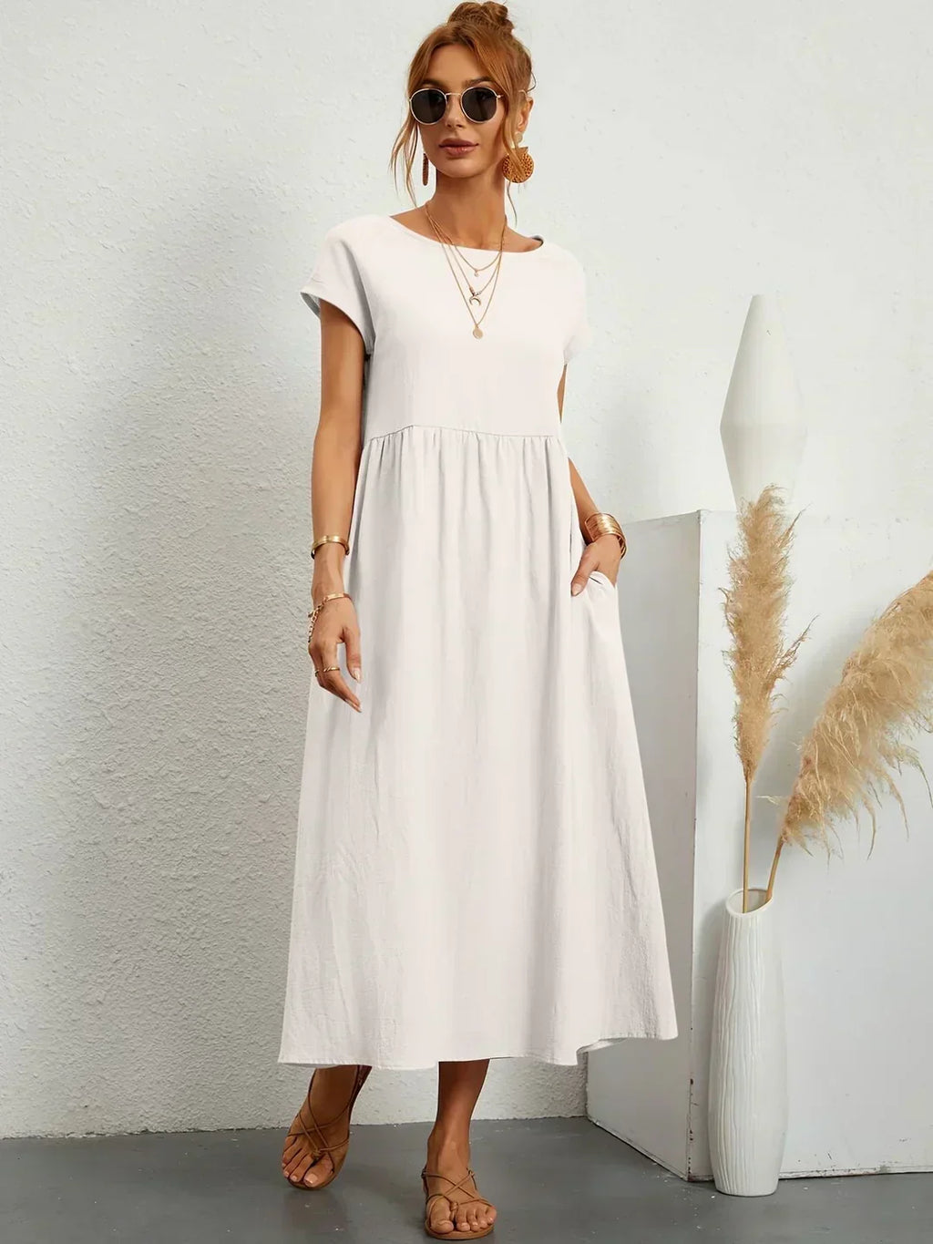 Heike | Flowing Midi Dress With Timeless Elegance
