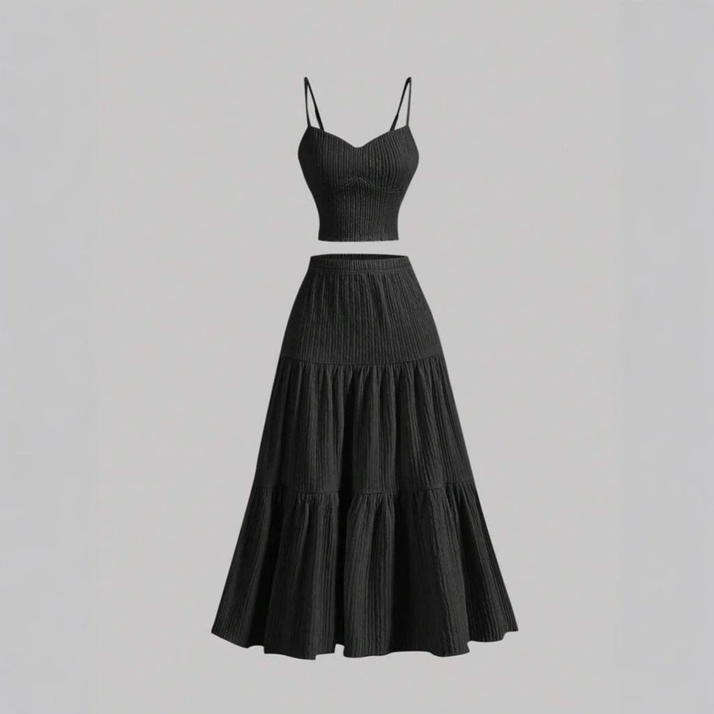 DALI™ - Comfy Sleeveless Crop Top and A-Line Skirt Set
