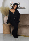 AMIKA™ - Casual V-Neck Cardigan and Wide Leg Pants Set