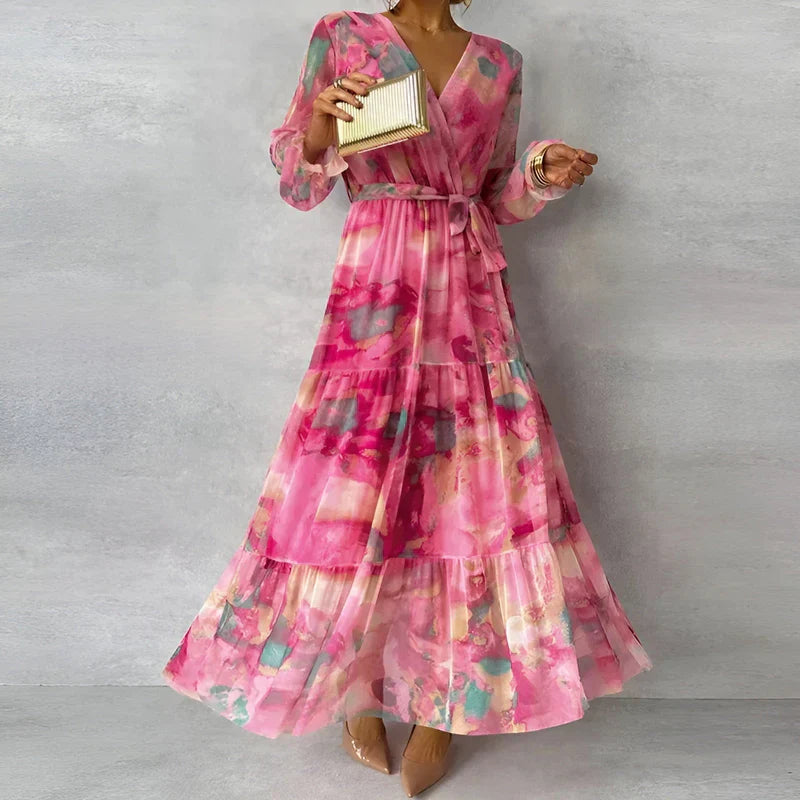 Lucia | Long Summer Dress With a Floral Print And Adjustable Silhouette
