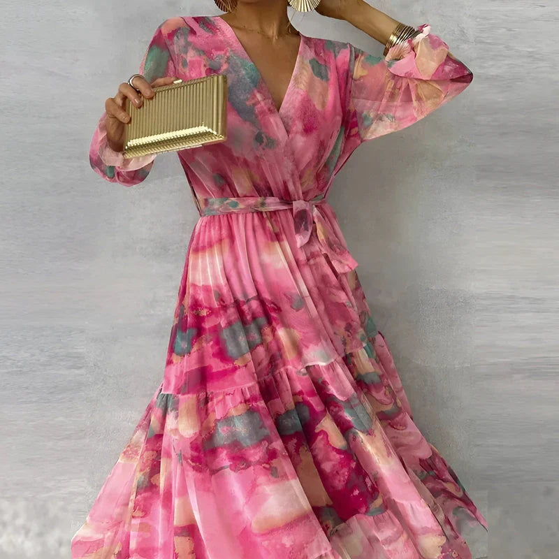 Lucia | Long Summer Dress With a Floral Print And Adjustable Silhouette