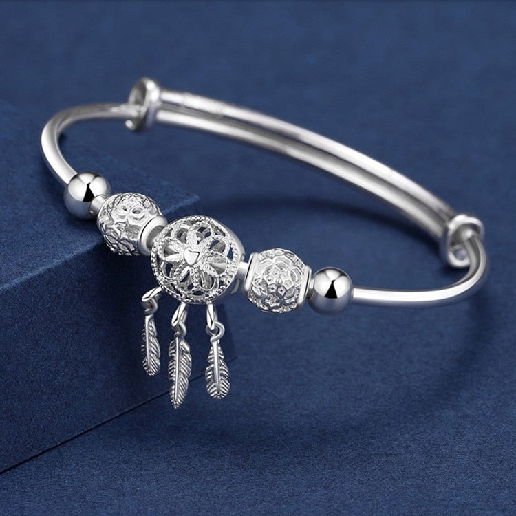 Mabel - Adjustable Silver Charm Bracelet