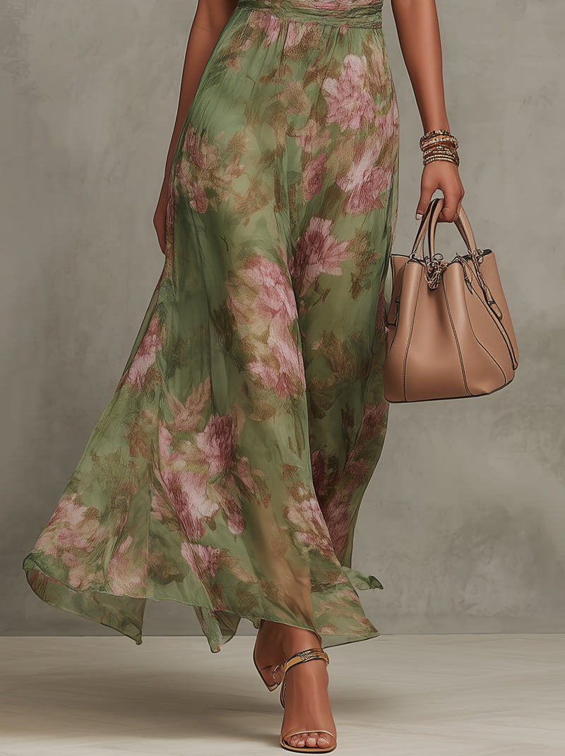 Livia | Elegant Floral Halterneck Maxi Dress