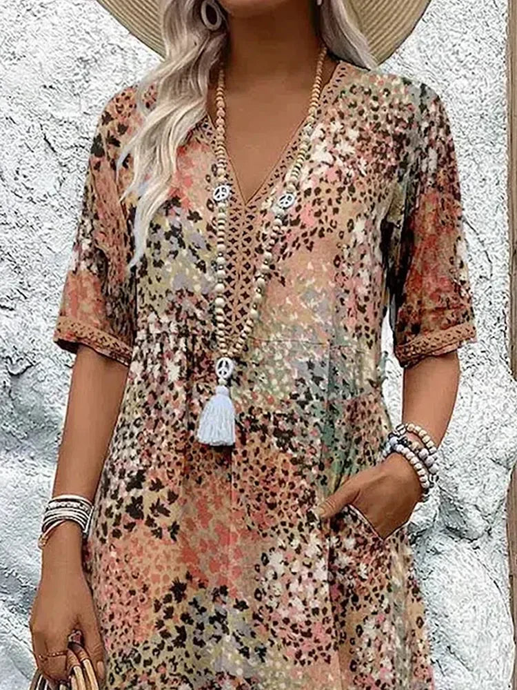 Dorina | Printed V-Neck Dress