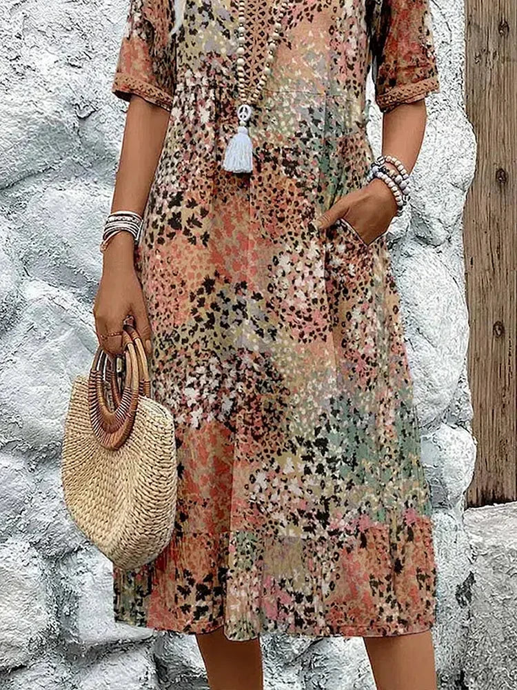 Dorina | Printed V-Neck Dress