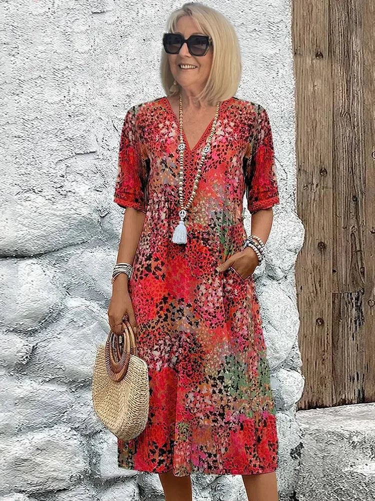 Dorina | Printed V-Neck Dress