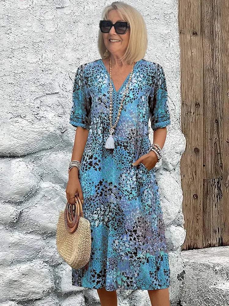 Dorina | Printed V-Neck Dress