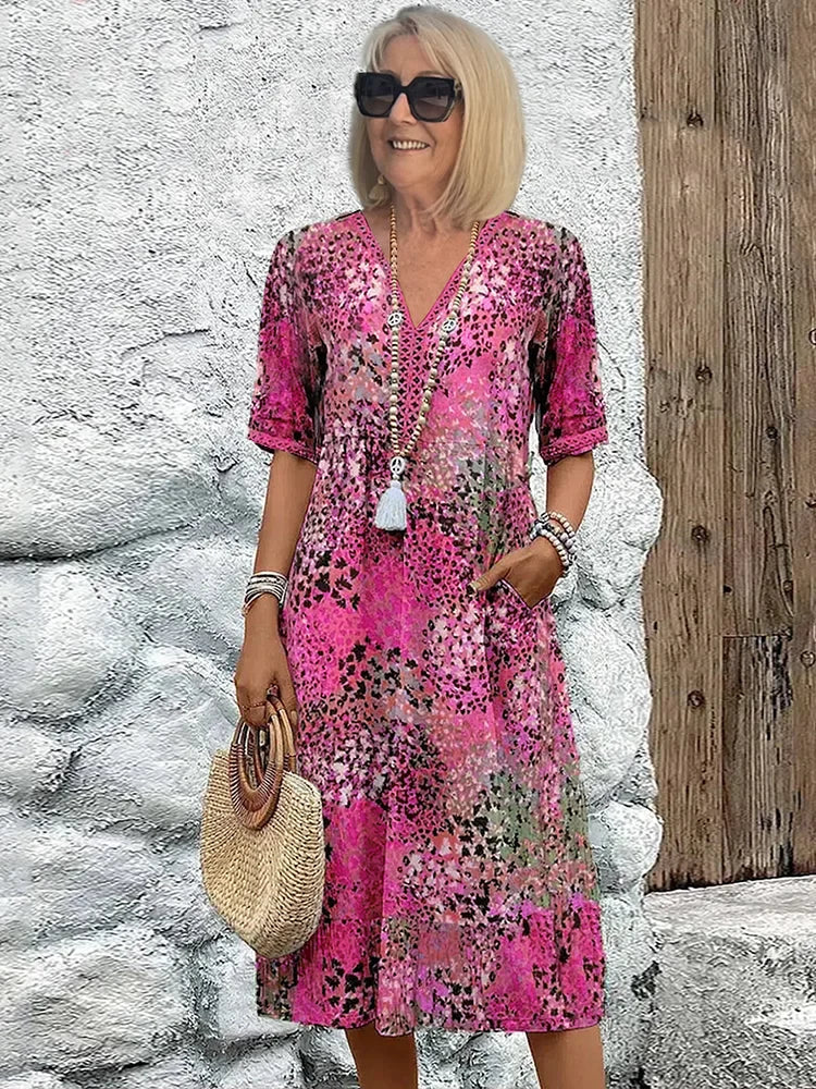 Dorina | Printed V-Neck Dress